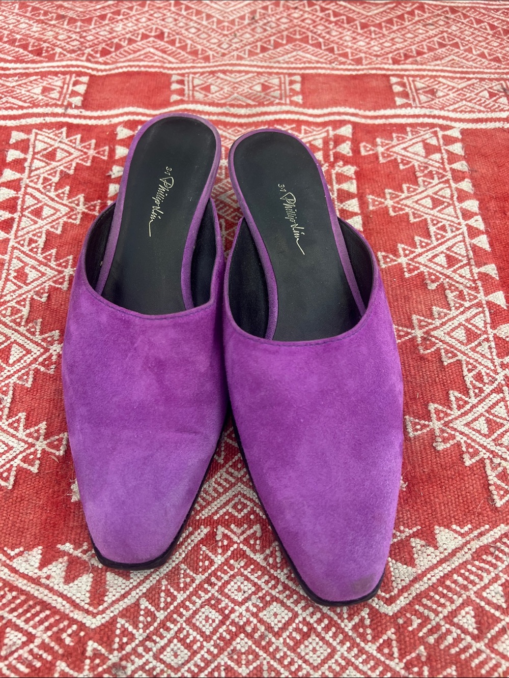 3.1 Phillip Lim Purple Suede Pointed Mule Slides